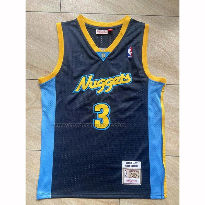 Maglia Denver Nuggets Allen Iverson #3 Mitchell & Ness 2006-07 Blu2